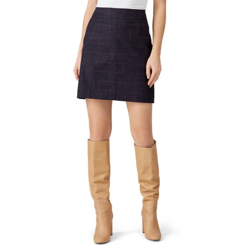 See By Chloe Ink Navy Plaid Cotton Pencil Skirt Size 40